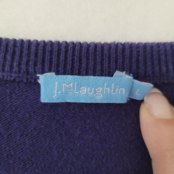 J McLaughlin Sweater Men L Long Sleeve V-Neck Classic Cashmere Blend Office Blue - Picture 4 of 11